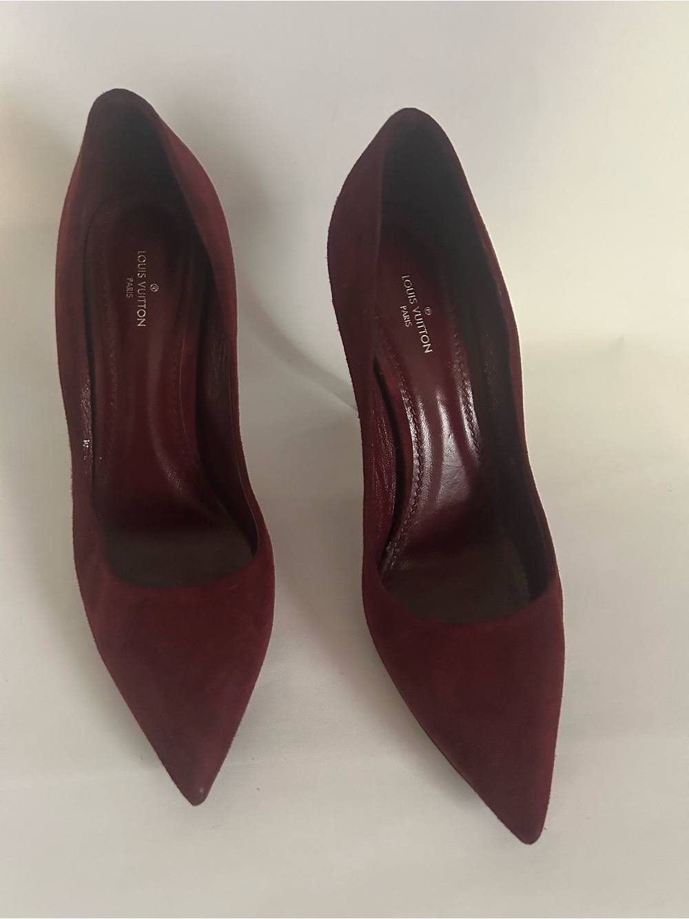 Louis Vuitton Burgundy Suede Pointed Toe Pumps